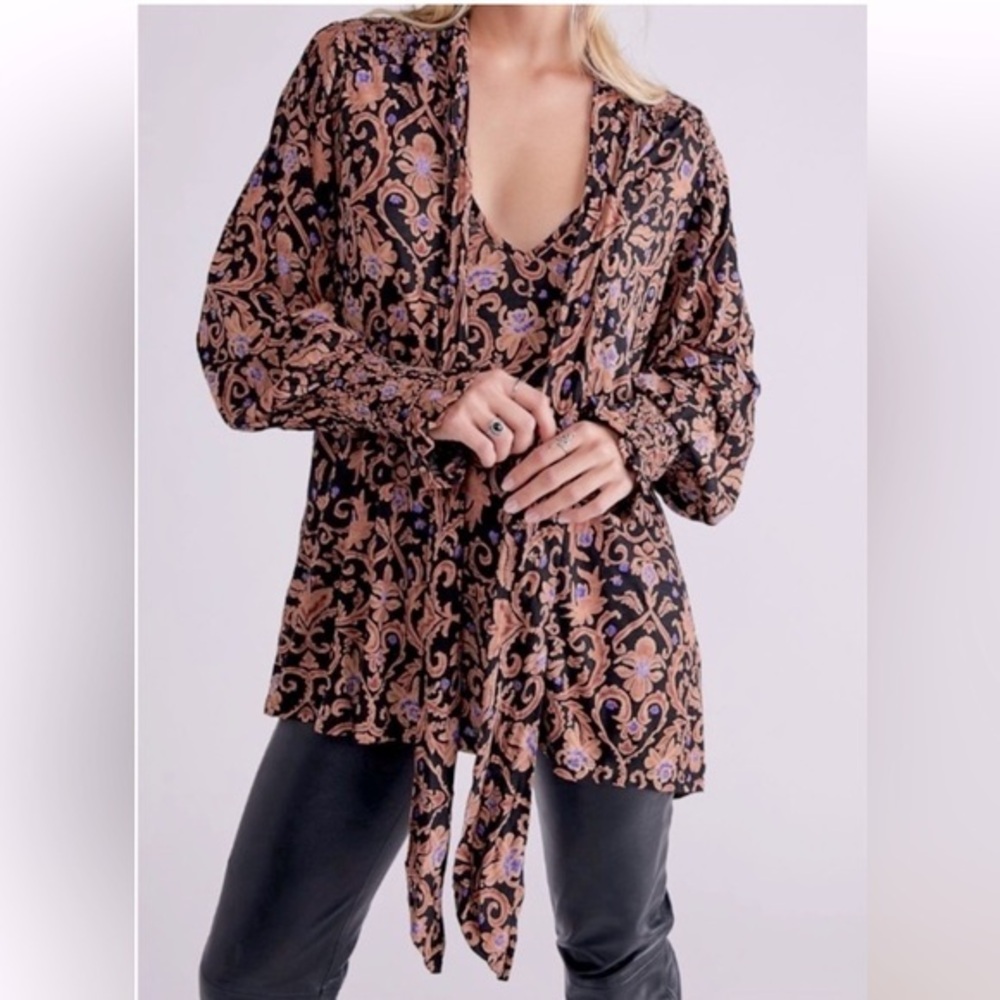 Free People NWOT Bridgette Paisley Tunic Oversized Slouchy Swing Size Medium